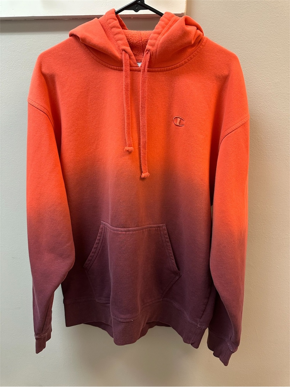 Champion Orange to Burgundy Ombre Pullover Hoodie
